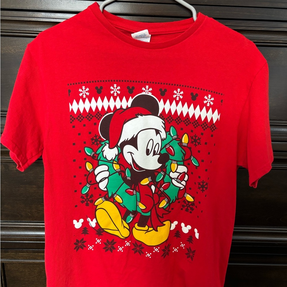 Disney Festive Red Mickey Mouse Kids Tee